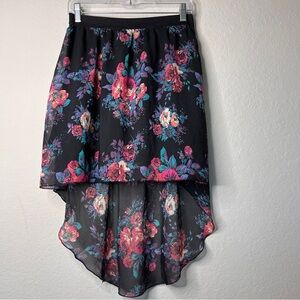 Charlotte Russe High-Low Sheer Lined Skirt Polyester M